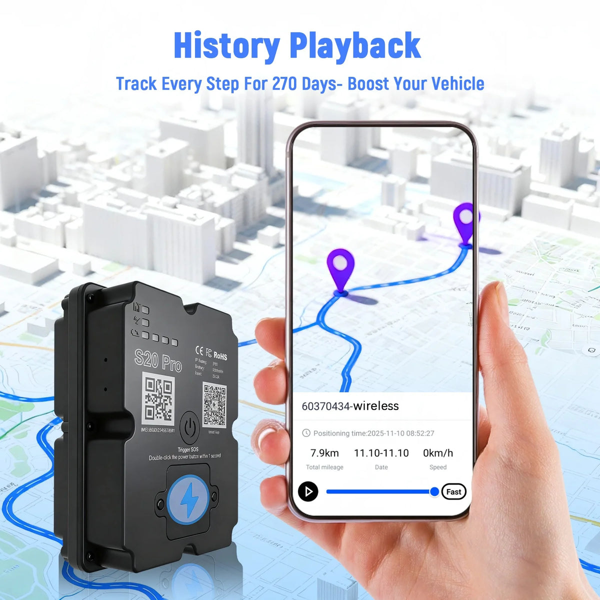 Wireless Magnetic 4G GPS Vehicle Tracker With App Control