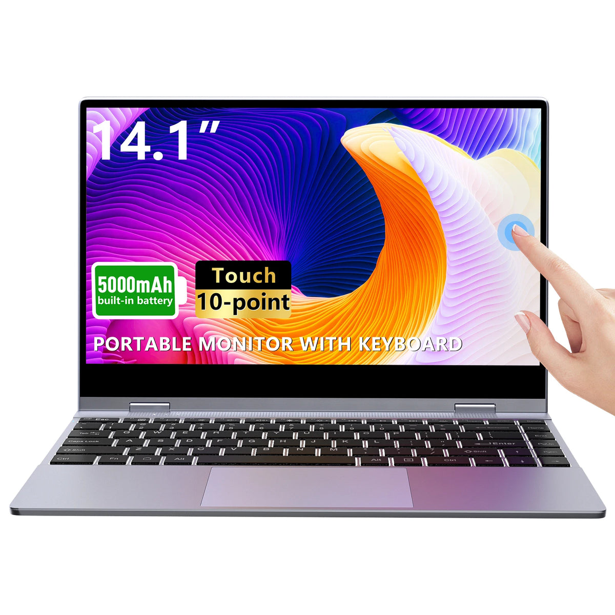 Dopesplay Portable Touchscreen Monitor with Keyboard and Battery
