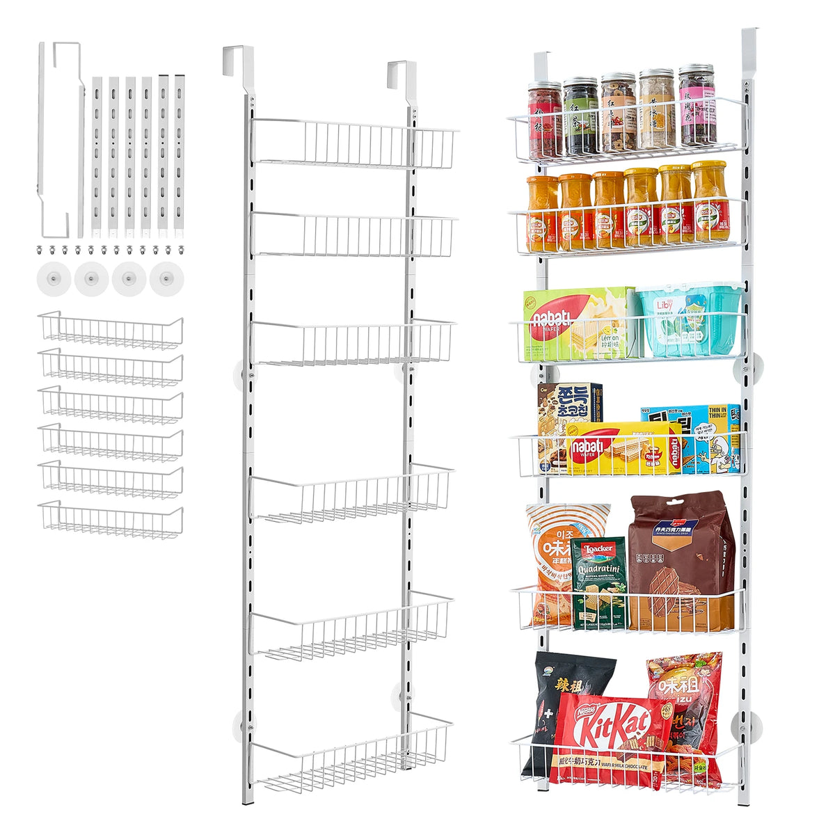 SucceBuy Adjustable Over The Door Pantry Organizer Rack