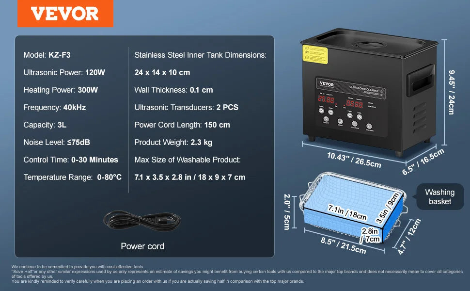 SucceBuy Portable Ultrasonic Cleaner For Dishes And Household Cleaning