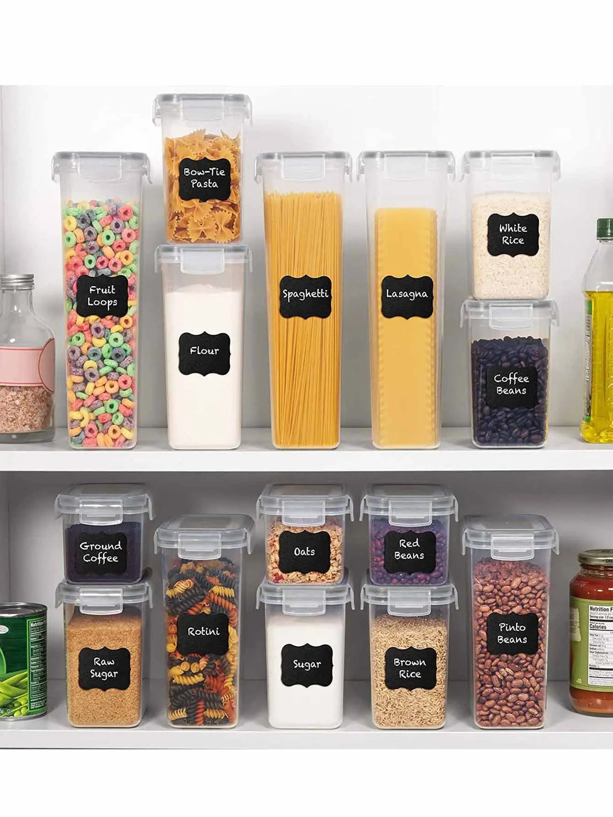 Airtight Food Storage Containers With Labels For Kitchen Spices And Grain