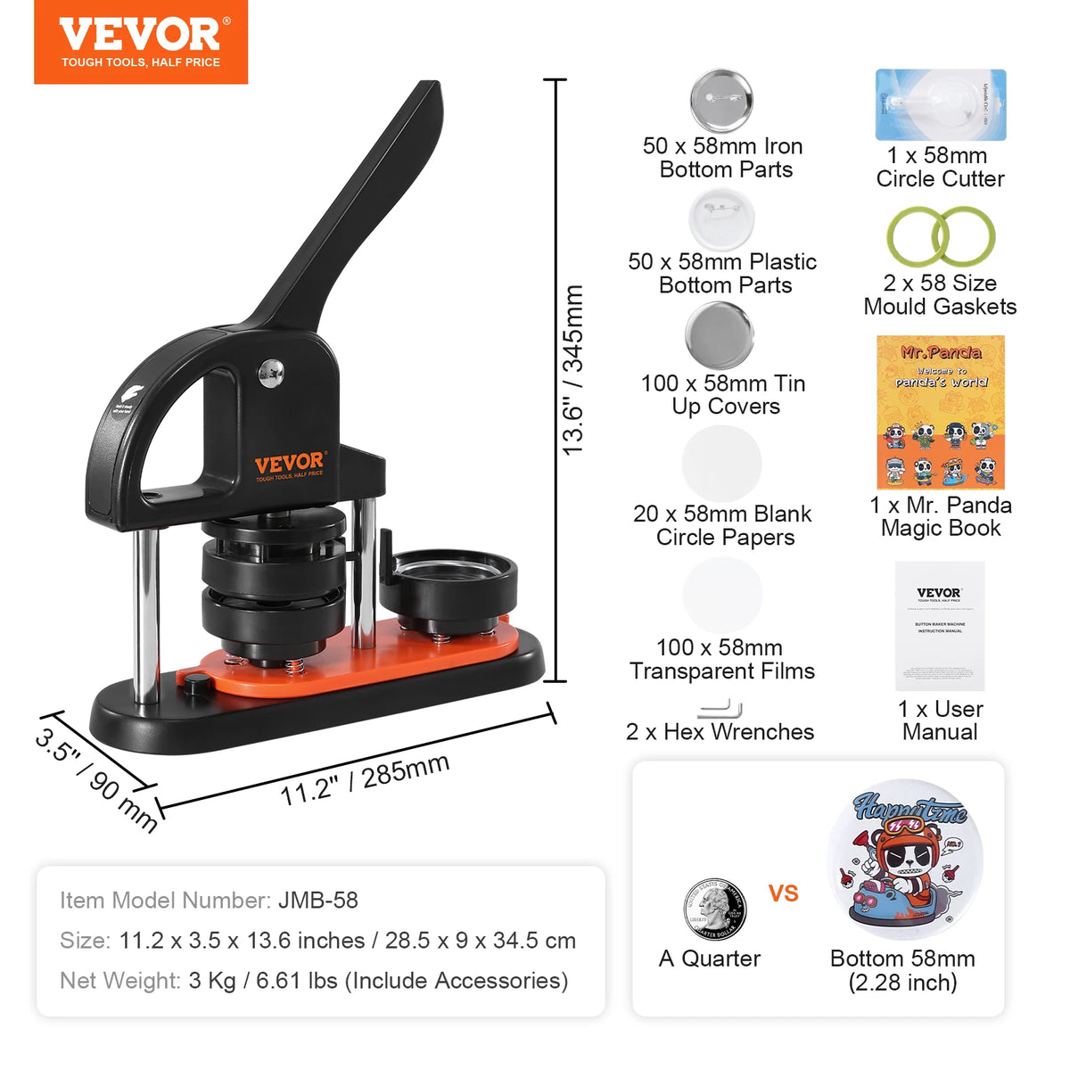SucceBuy Button Maker Kit Ergonomic Arc Handle