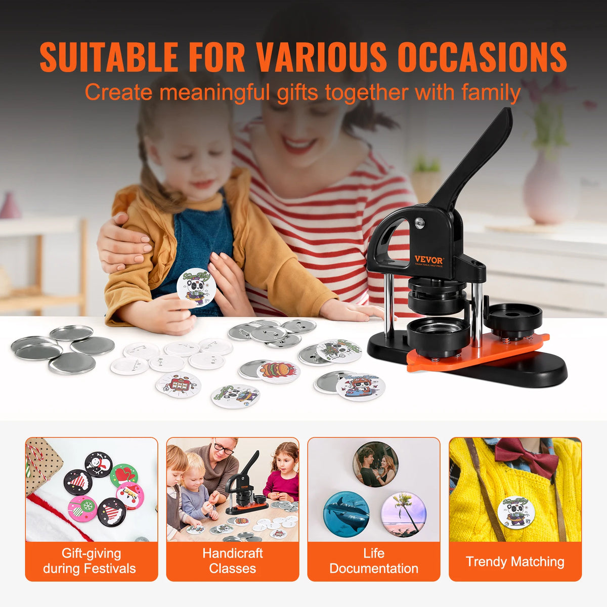 SucceBuy Button Maker Kit Ergonomic Arc Handle