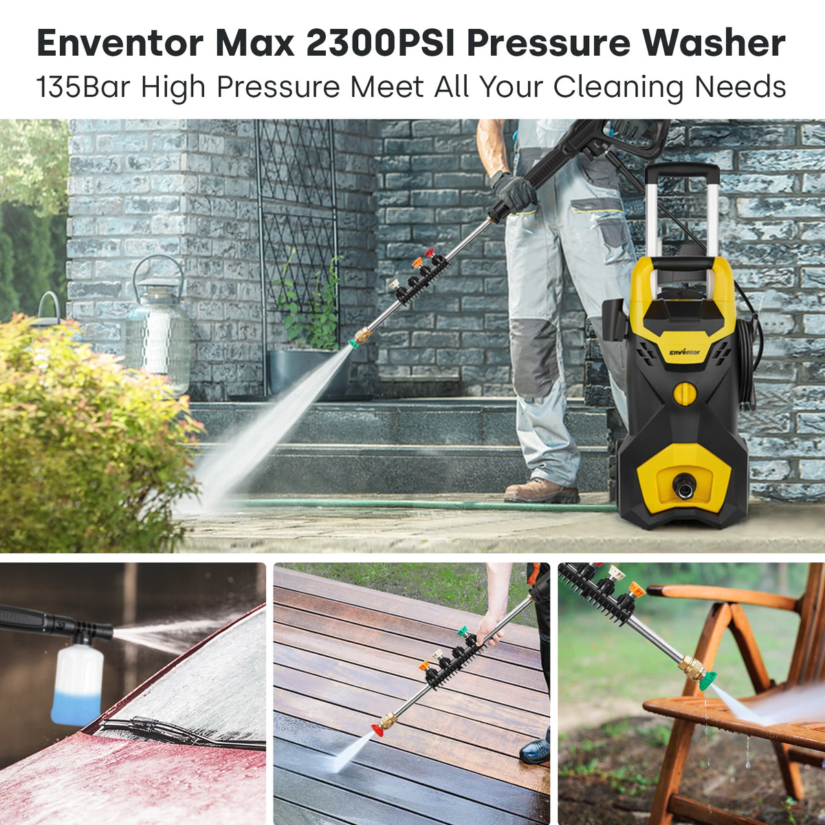 Enventor Electric Pressure Washer Portable High Pressure Cleaner