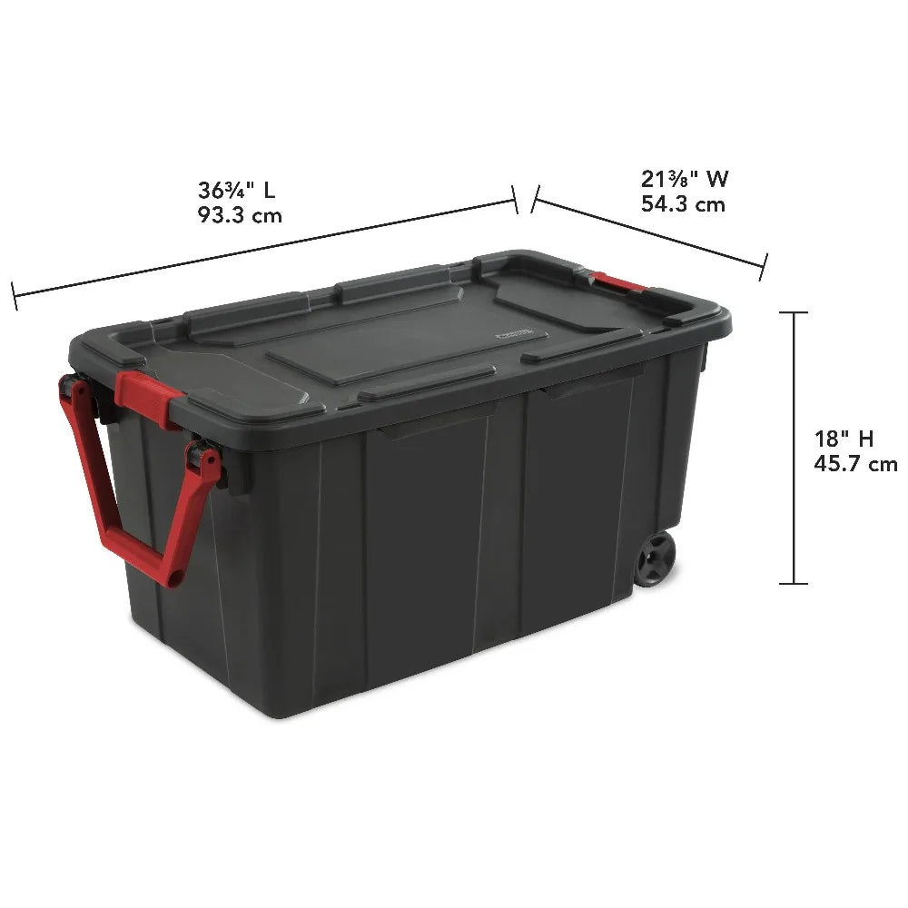 Sterilite Industrial Wheeled Plastic Storage Container With Handles