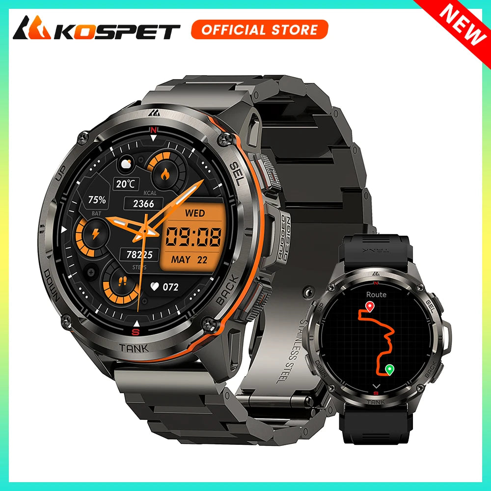KOSPET TANK T3 Ultra GPS Smartwatch Rugged AMOLED Fitness Watch