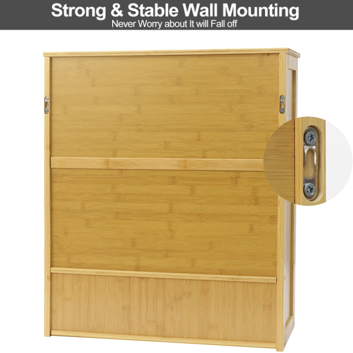 Natural Bamboo Wall Mounted Bathroom Cabinet With Adjustable Shelf