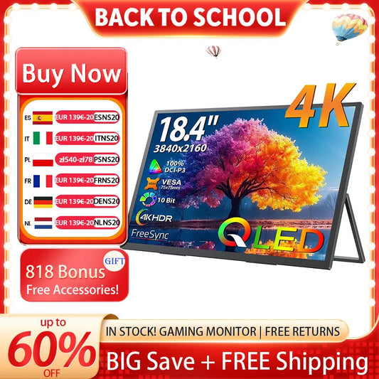 Uperfect 4K QLED Portable Monitor Gaming Display With Speakers