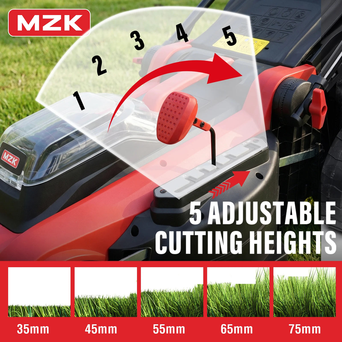 MZK 40V Brushless Cordless Lawn Mower With Mulching And Charger