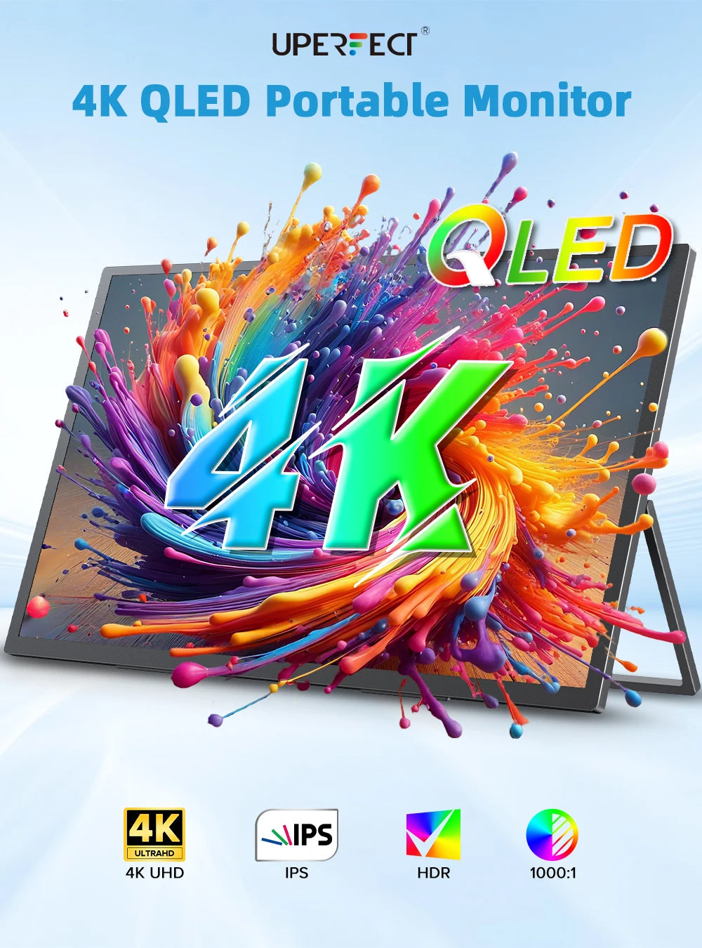 Uperfect 4K QLED Portable Monitor Gaming Display With Speakers