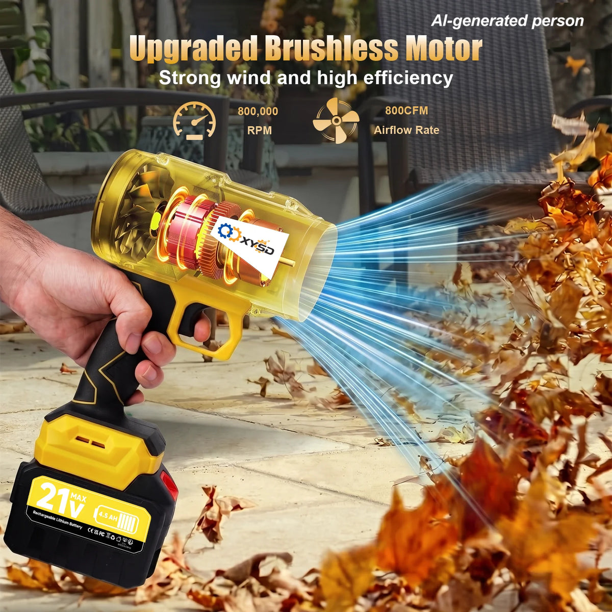 XYSD Cordless Handheld Leaf Blower With Two Batteries
