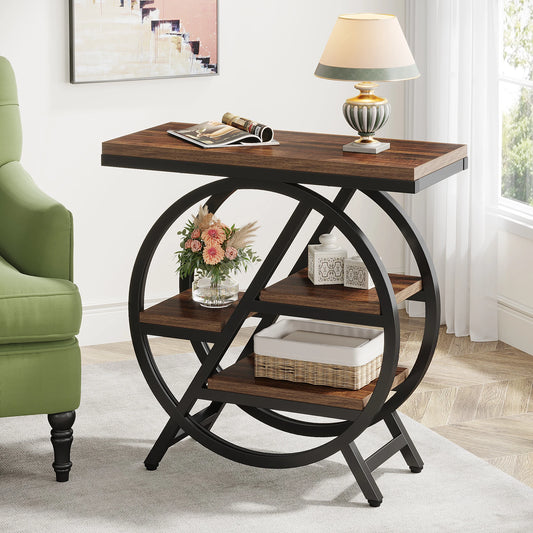 Tribesigns End Table With 3 Storage Shelves