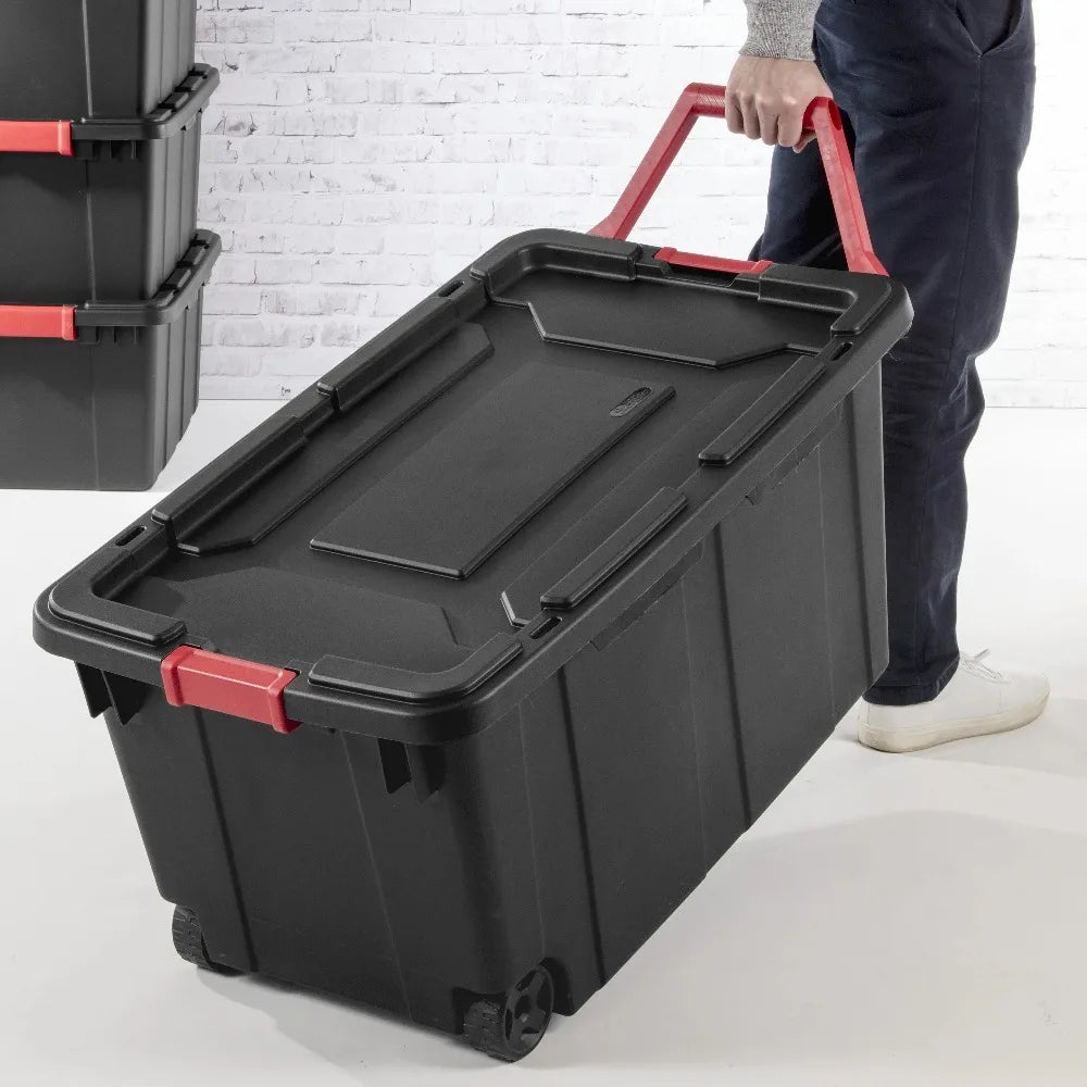 Sterilite Industrial Wheeled Plastic Storage Container With Handles