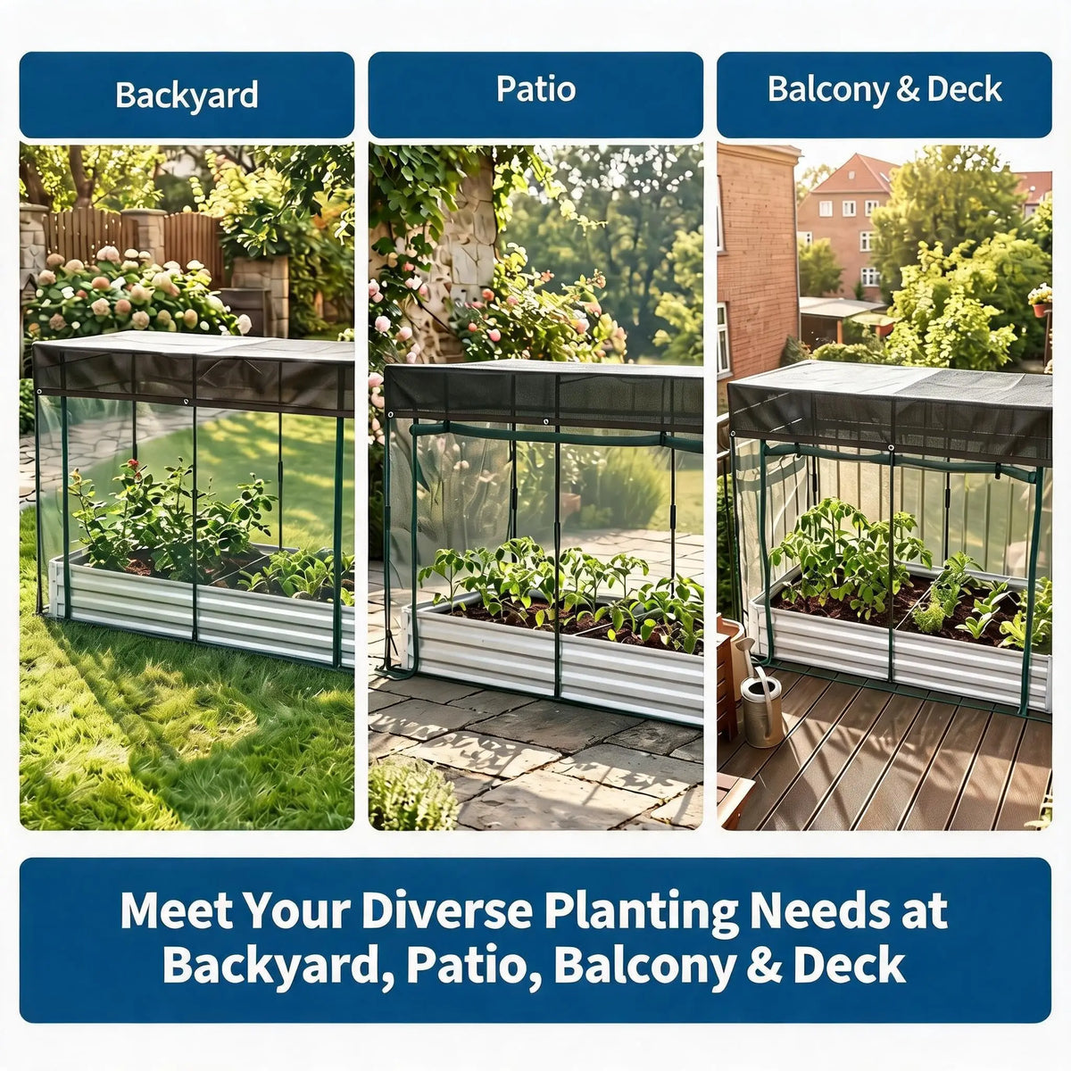 Galvanized Raised Garden Bed With Insect Netting And Animal Protection
