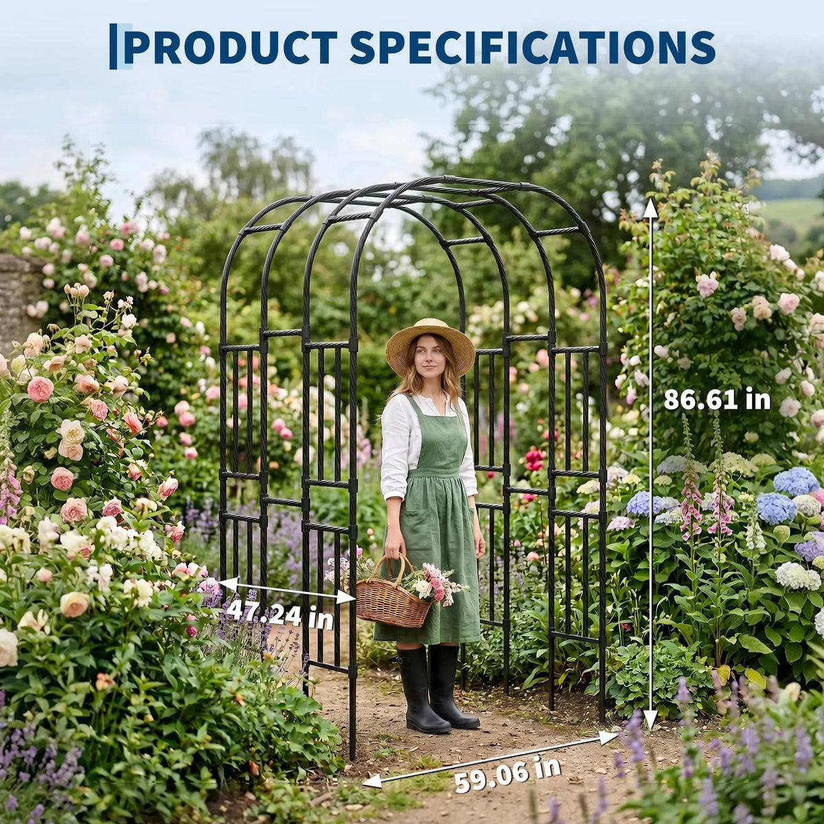 HiMISS Steel Garden Arch Trellis for Climbing Plants and Vines