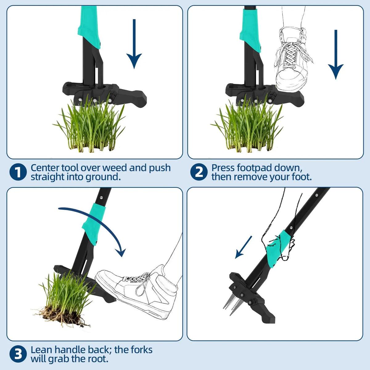 Stand Up Weed Puller For Gardens With Long Ergonomic Handle