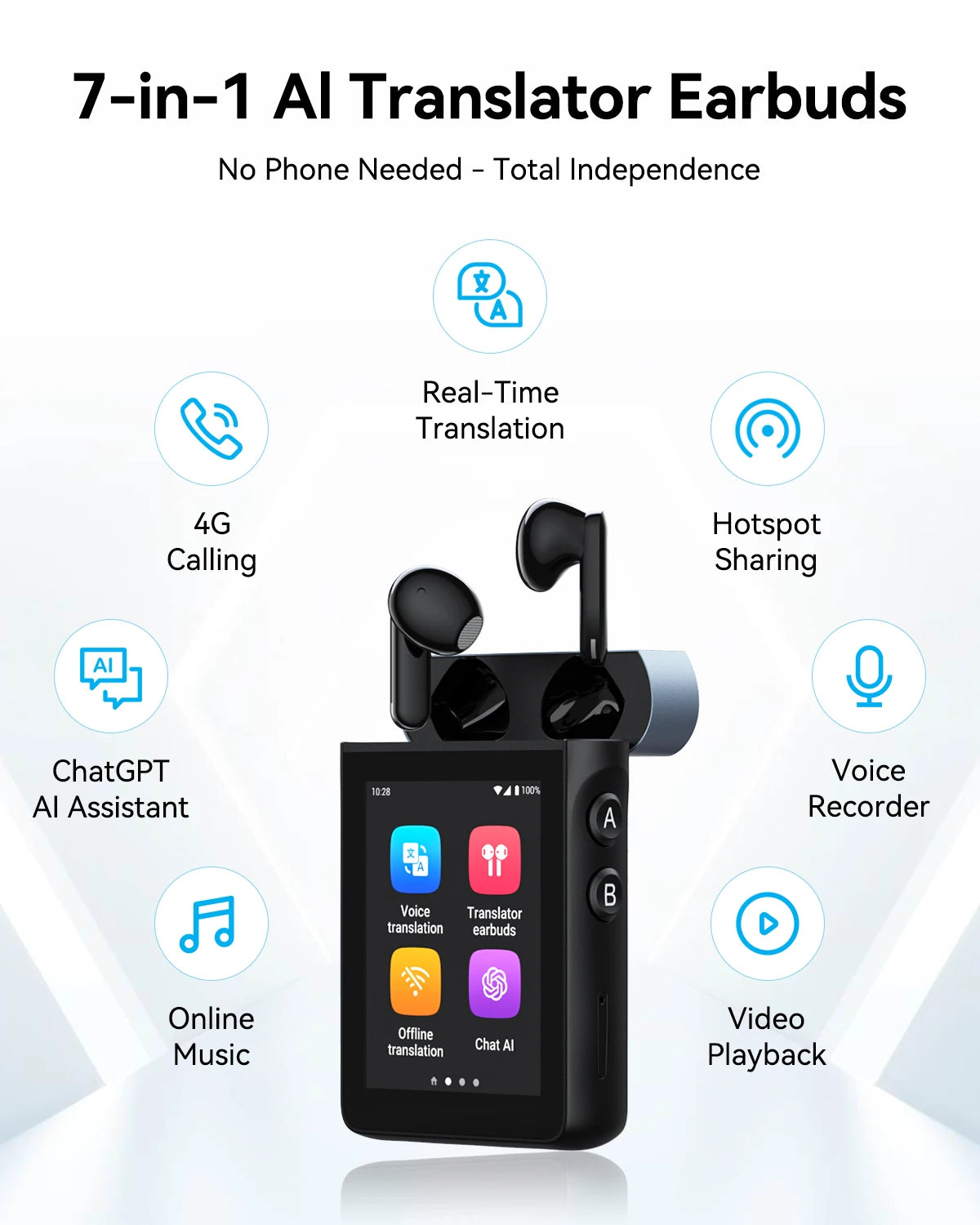 Wooask AI Translator Earbuds For Seamless Real Time Language Translation