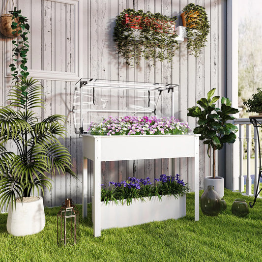 Outsunny Raised Garden Bed With Protective Greenhouse Cover And Door