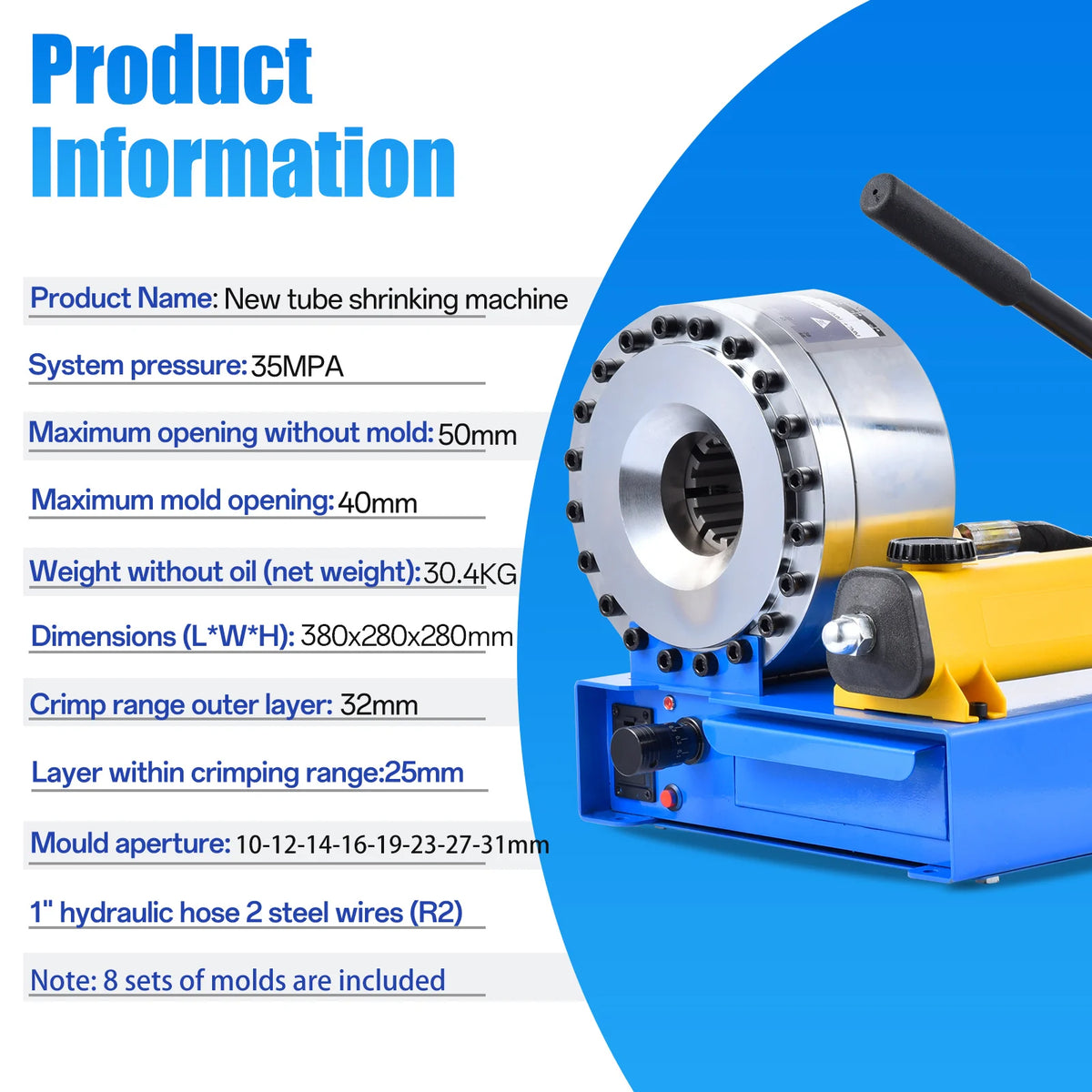 Portable Hydraulic Hose Crimper Tool for Excavators and Agricultural Machinery