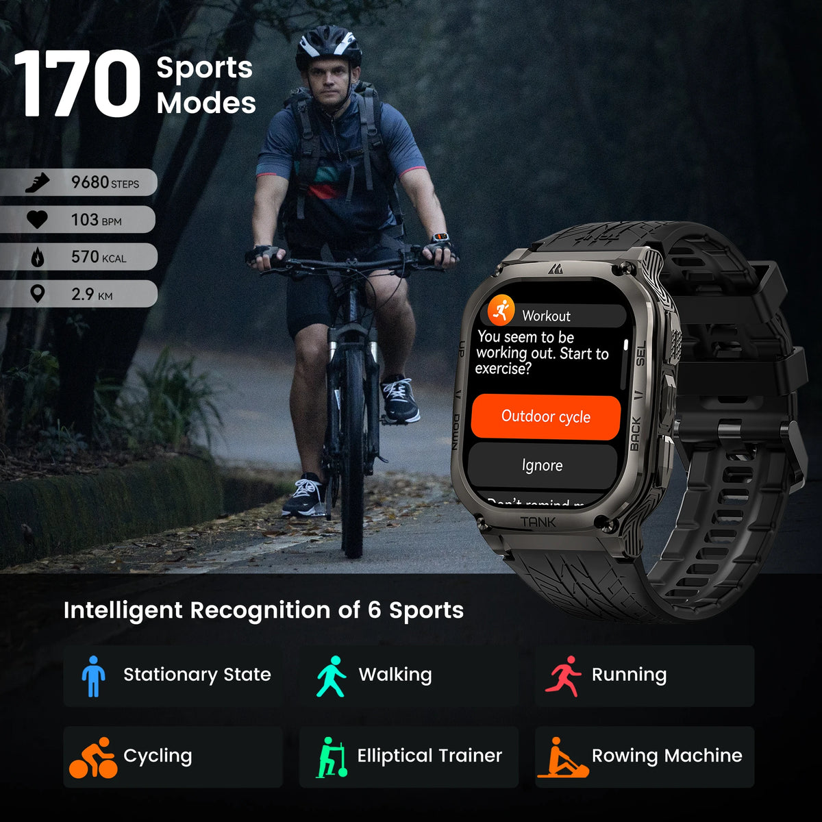Kospet Tank M3 Smartwatch With Amoled Display And Bluetooth Fitness Tracking