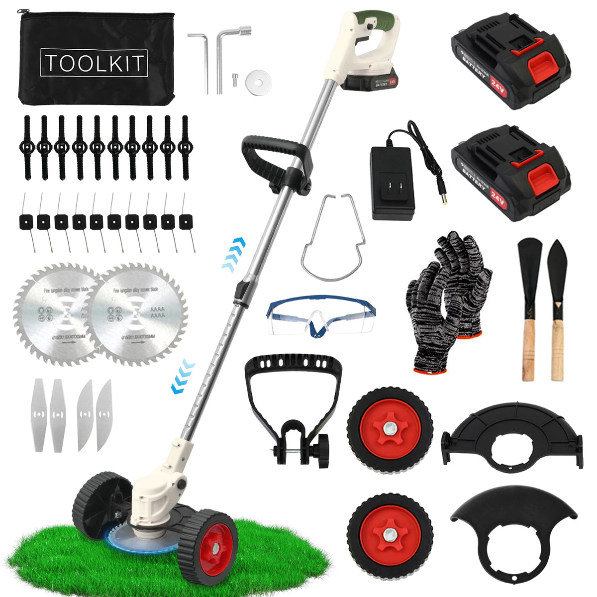21V Cordless 3In1 Grass Trimmer Lawn Mower Brush Cutter