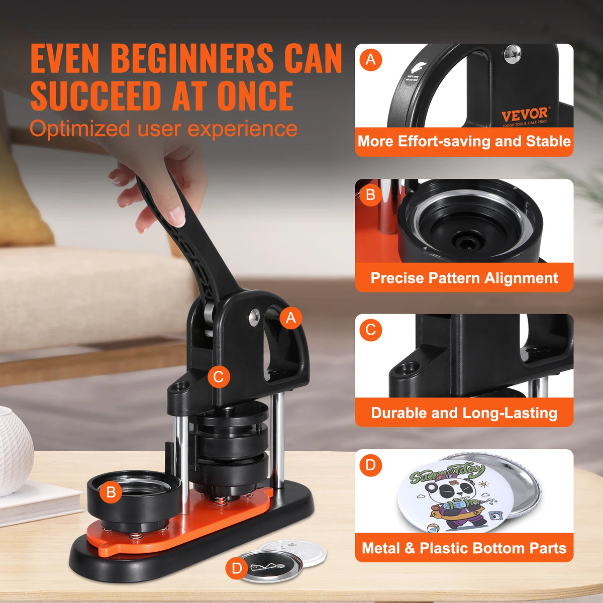 SucceBuy Button Maker Kit Ergonomic Arc Handle