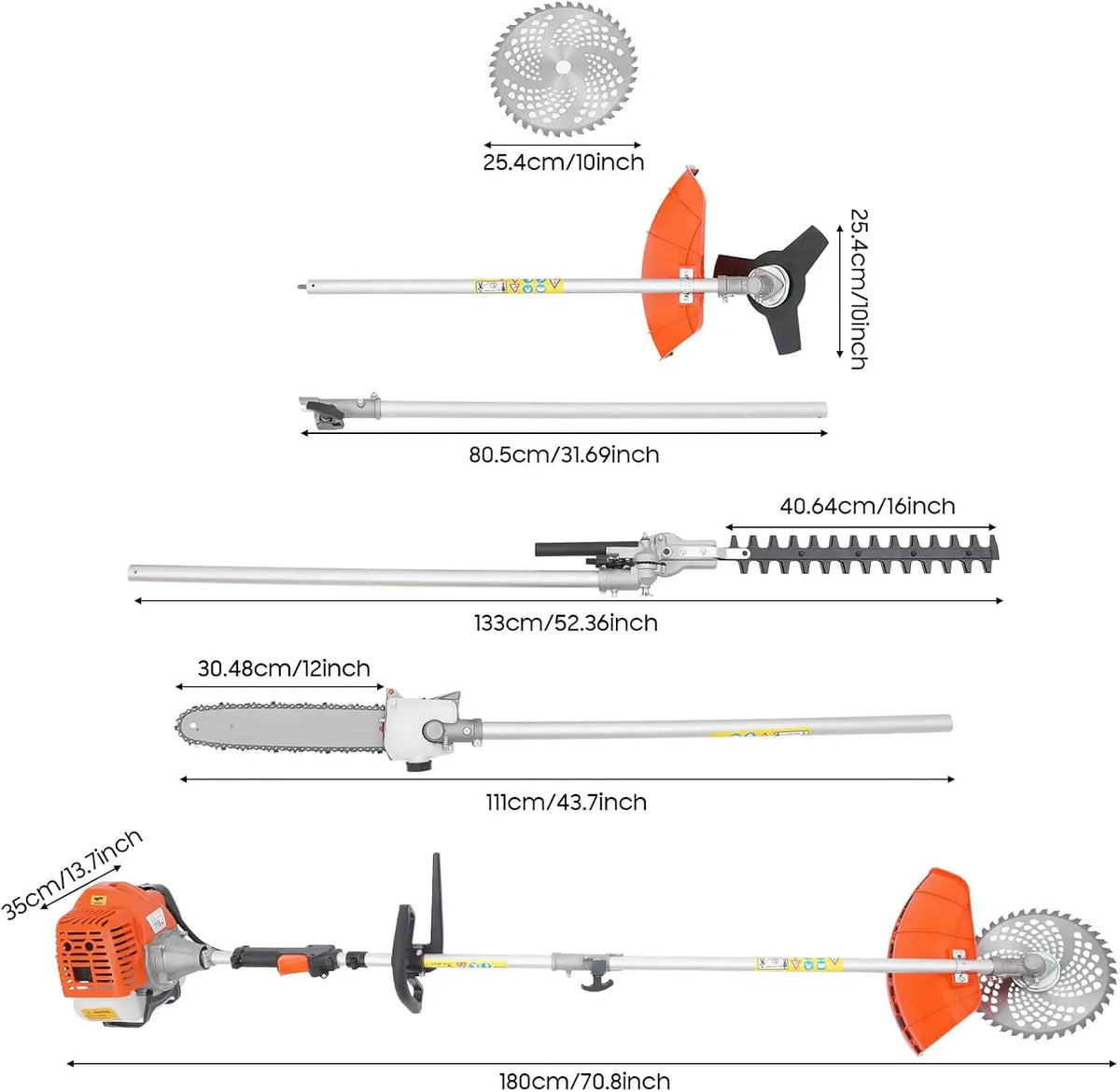 Versatile Five In One Gasoline Powered Garden Trimmer