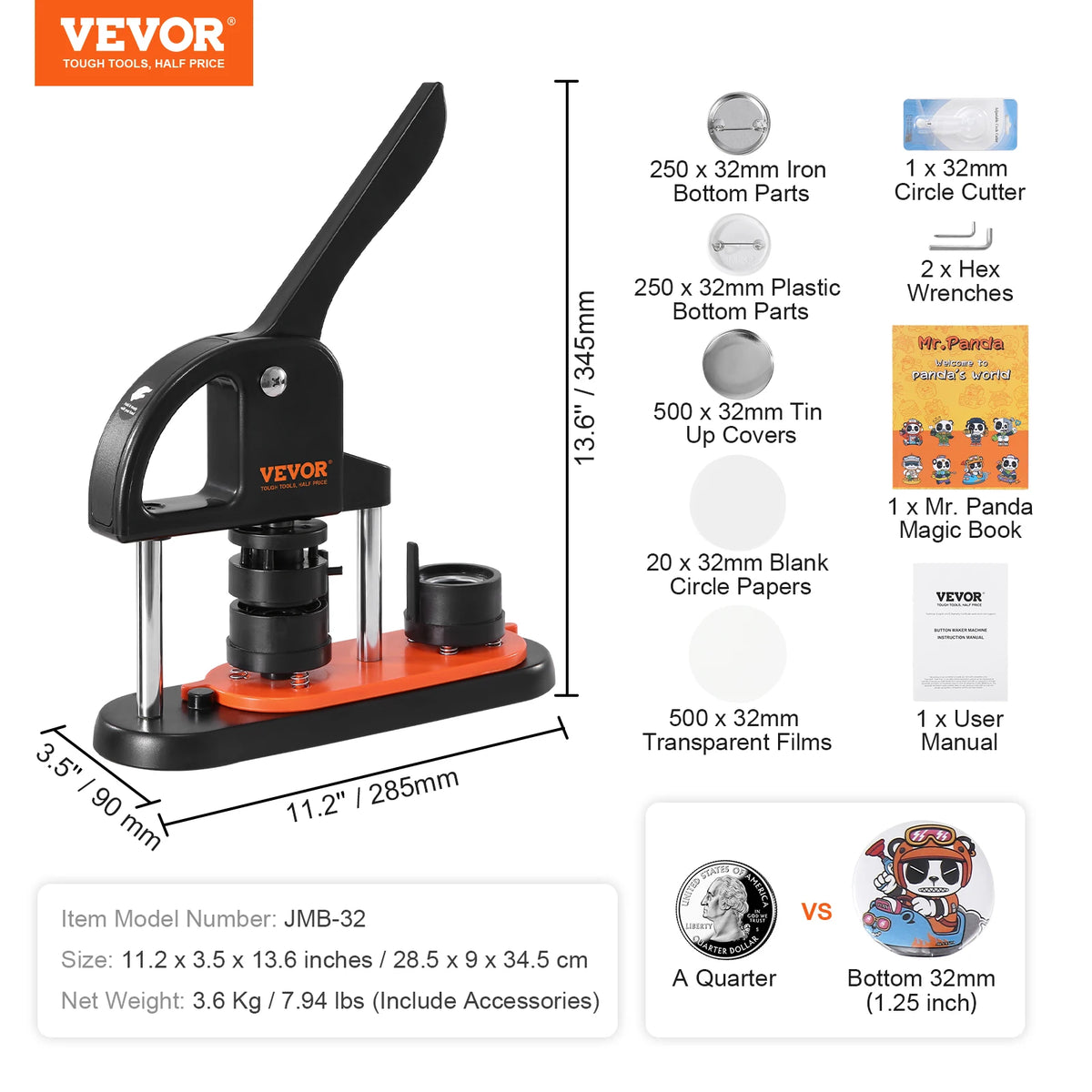 SucceBuy Button Maker Kit Ergonomic Arc Handle