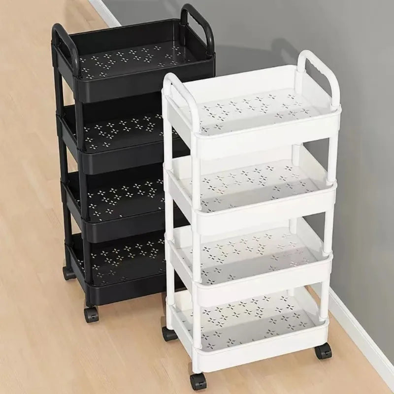 5 Tier Rolling Kitchen Storage Cart With Thickened Plastic Shelves
