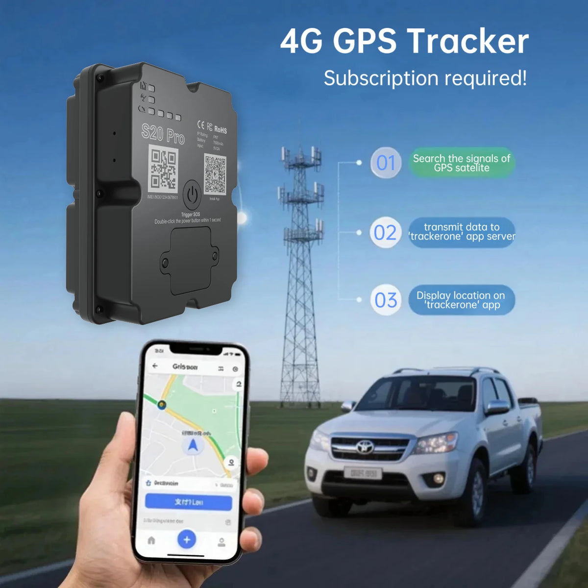 Wanwaytech 4G GPS Vehicle Tracker For Real Time Alerts