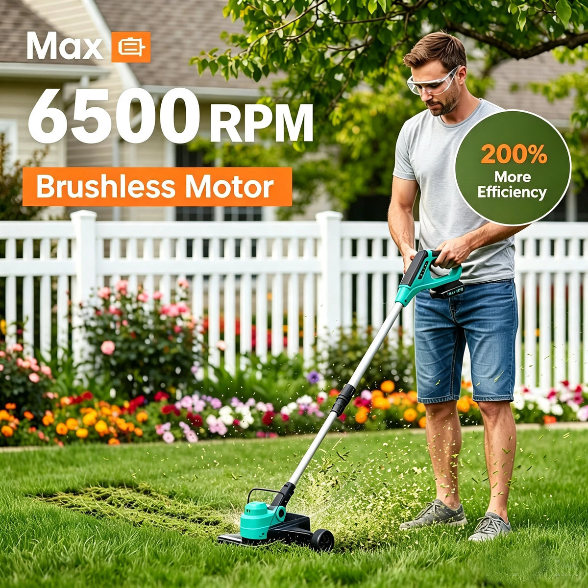 Cordless Battery String Trimmer With Automatic Line Feed System