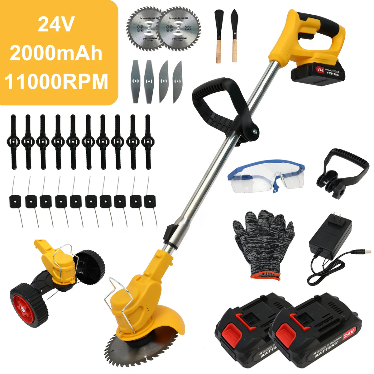 21V Cordless 3In1 Grass Trimmer Lawn Mower Brush Cutter