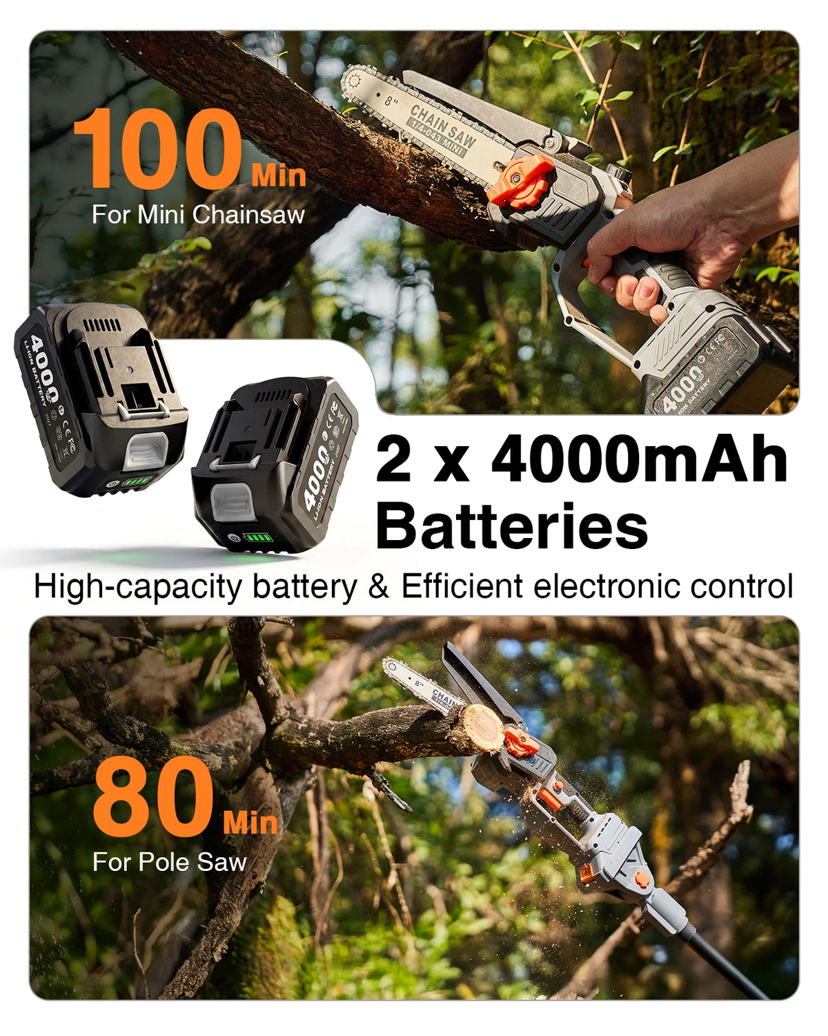 Taskstar Cordless Two In One Pole Saw With Brushless Motor
