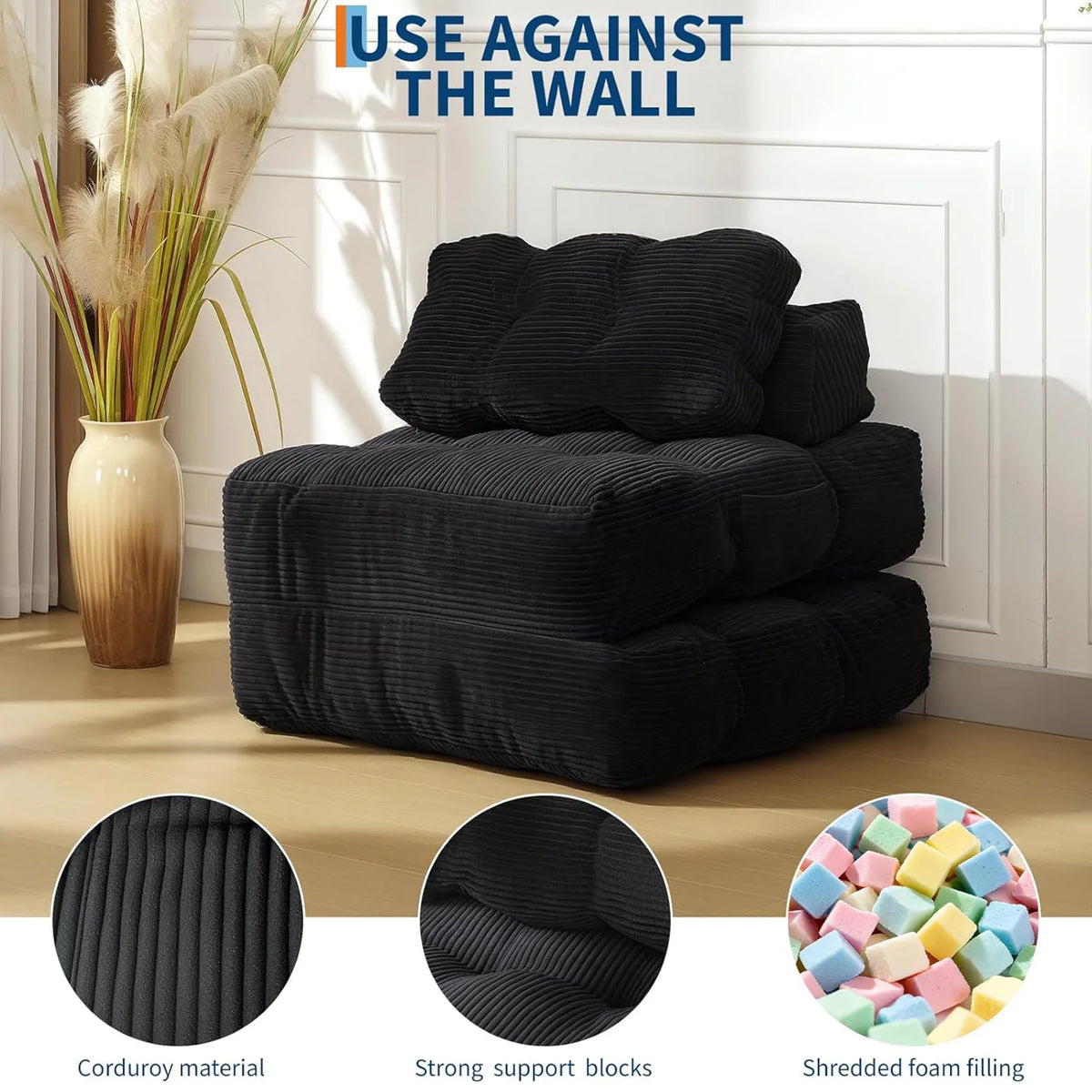 Hmmiss Foldable Sofa Bed With Pillow And Side Pocket For Living Room Lounge