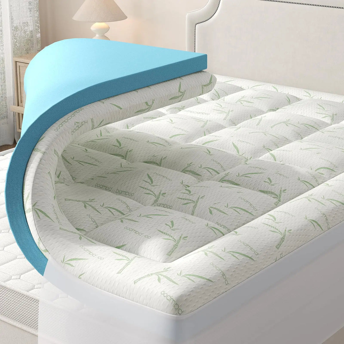 JHK Dual Layer Gel Memory Foam Mattress Topper Cooling