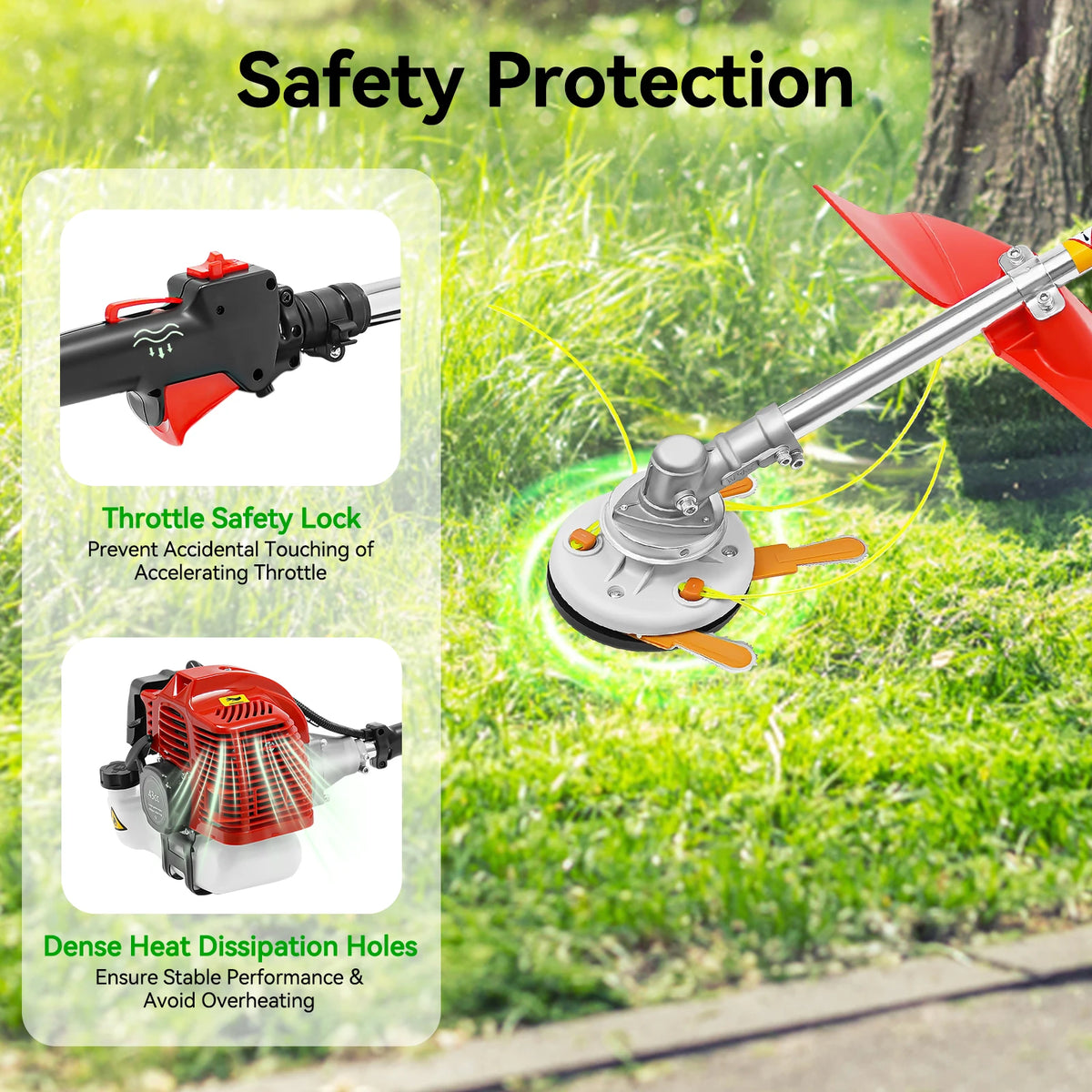 Professional Gasoline Brush Cutter With Dual Blades For Yard Work