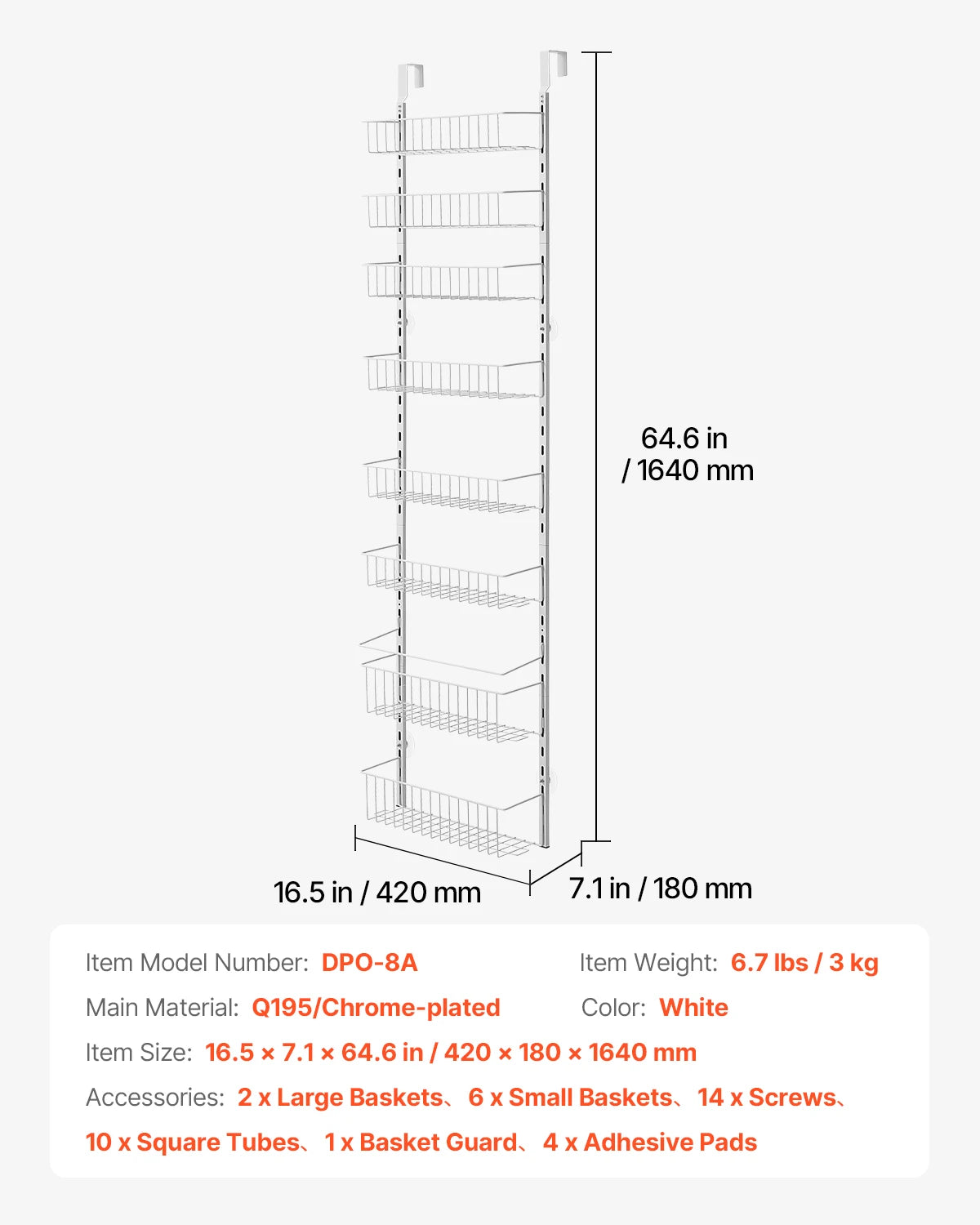 SucceBuy Adjustable Over The Door Pantry Organizer Rack