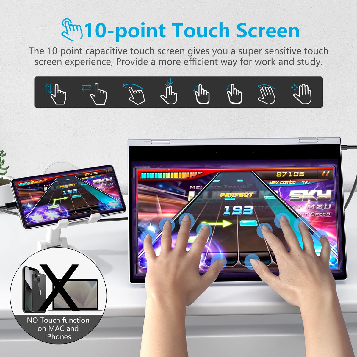 Dopesplay Portable Touchscreen Monitor with Keyboard and Battery