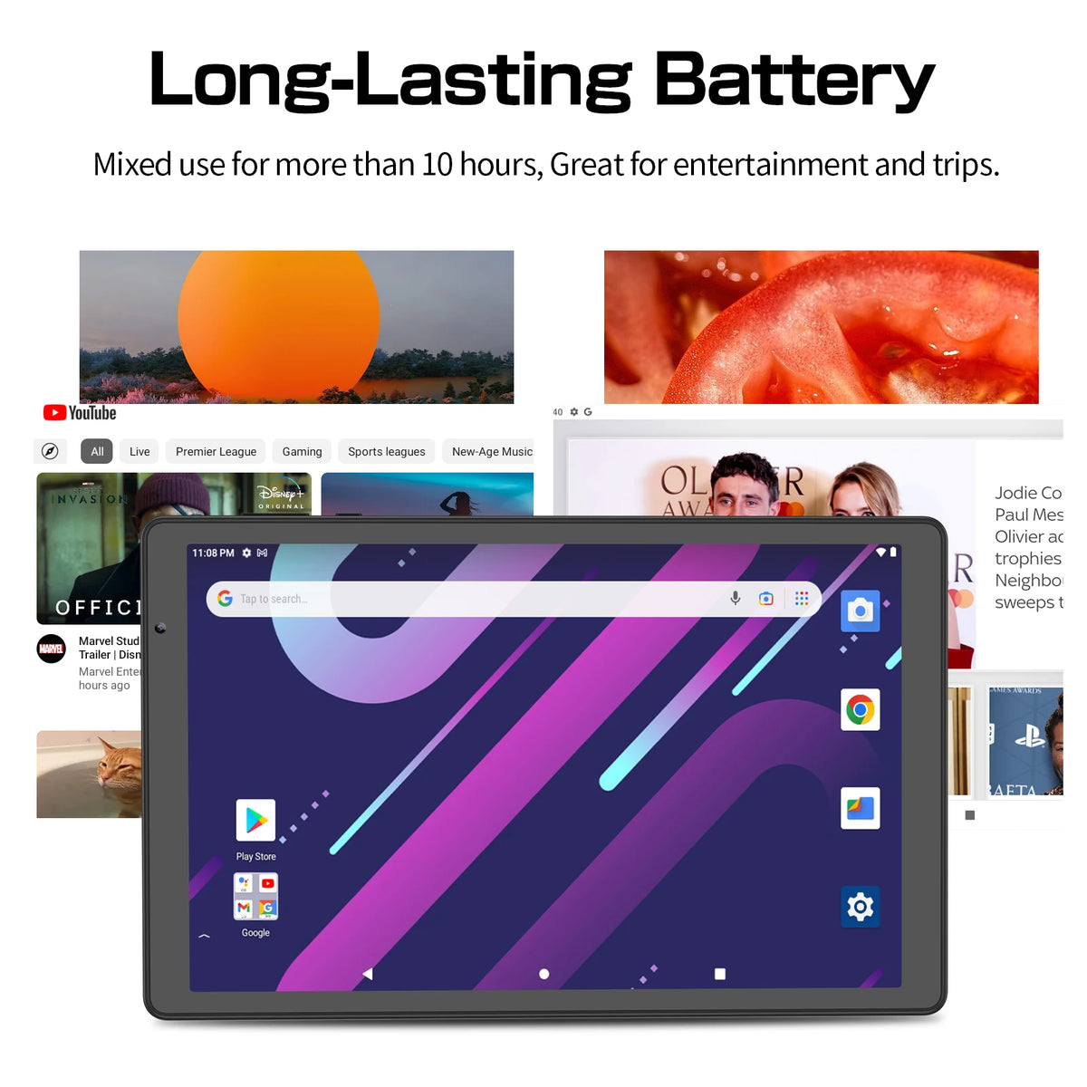 Pritom Android 14 Tablet With Dual Camera And Wireless Connectivity