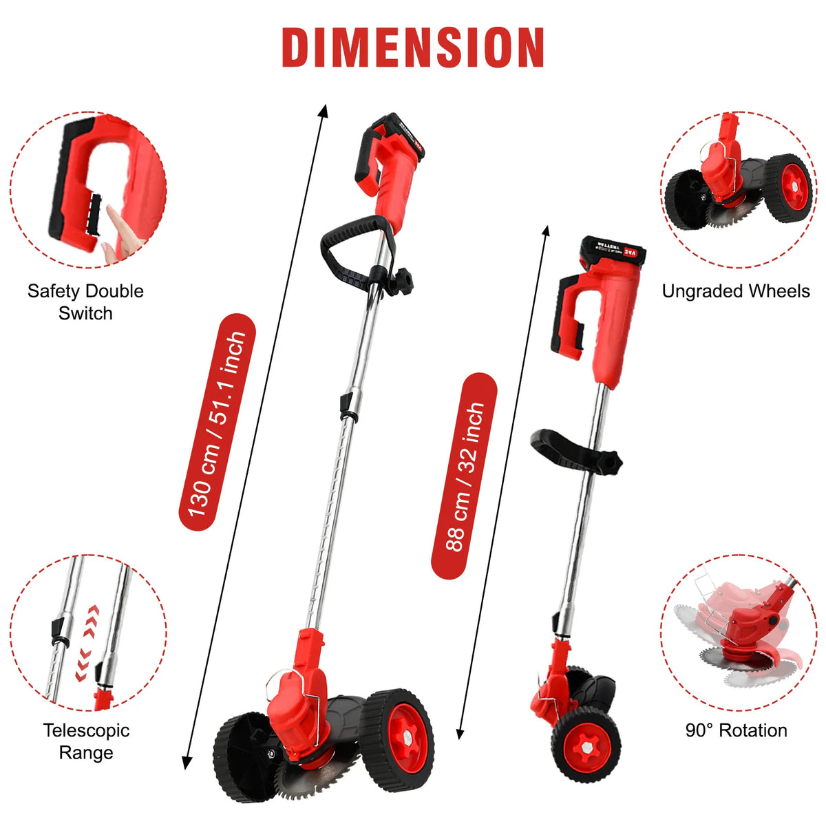 Cordless 21V Grass Trimmer And Lawn Edger For Home Gardens