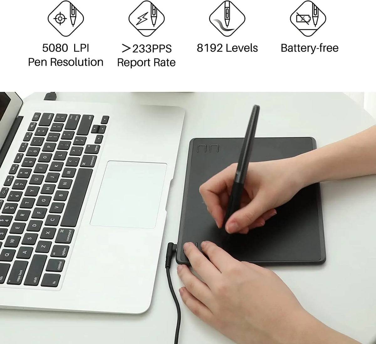 Huion Hs64 Digital Drawing Tablet With Precision Pen