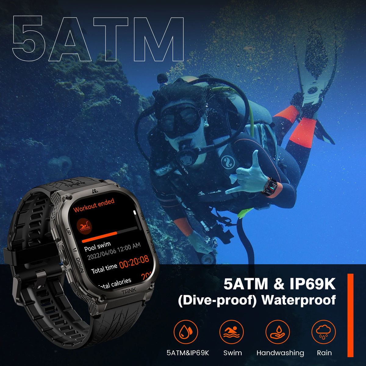 Kospet Tank M3 Smartwatch With Amoled Display And Bluetooth Fitness Tracking