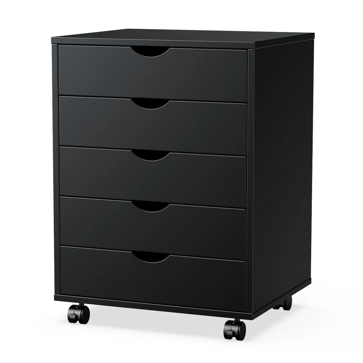 JHK Wood Nightstand With 5 Drawers, Waterproof Surface, Mobile Bedside Table