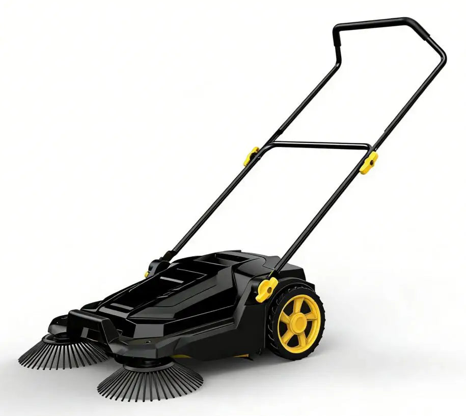 HiMISS Manual Walk Behind Sweeper for Outdoor and Workshop Cleaning