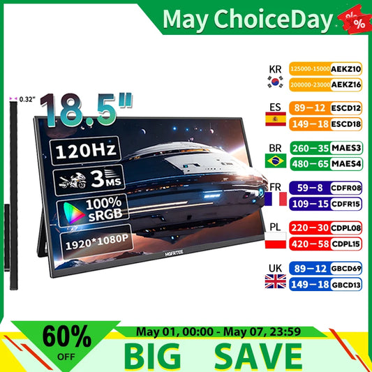 Hgfrtee Portable Gaming Monitor With 100Hz Refresh And Full Hd Display