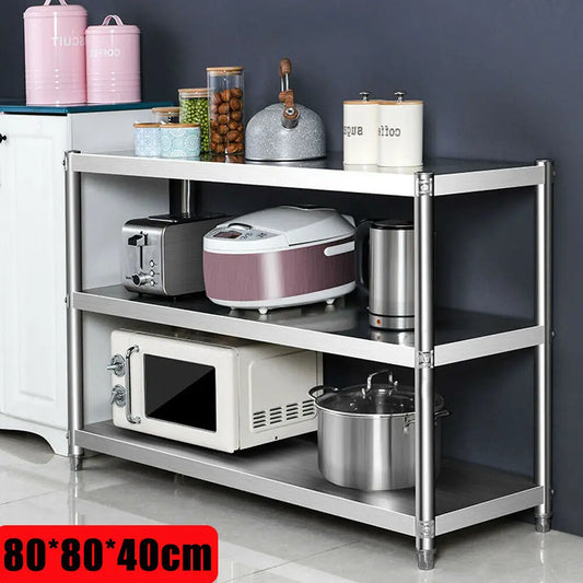 Heavy Duty Stainless Steel Three Tier Storage Rack For Kitchen