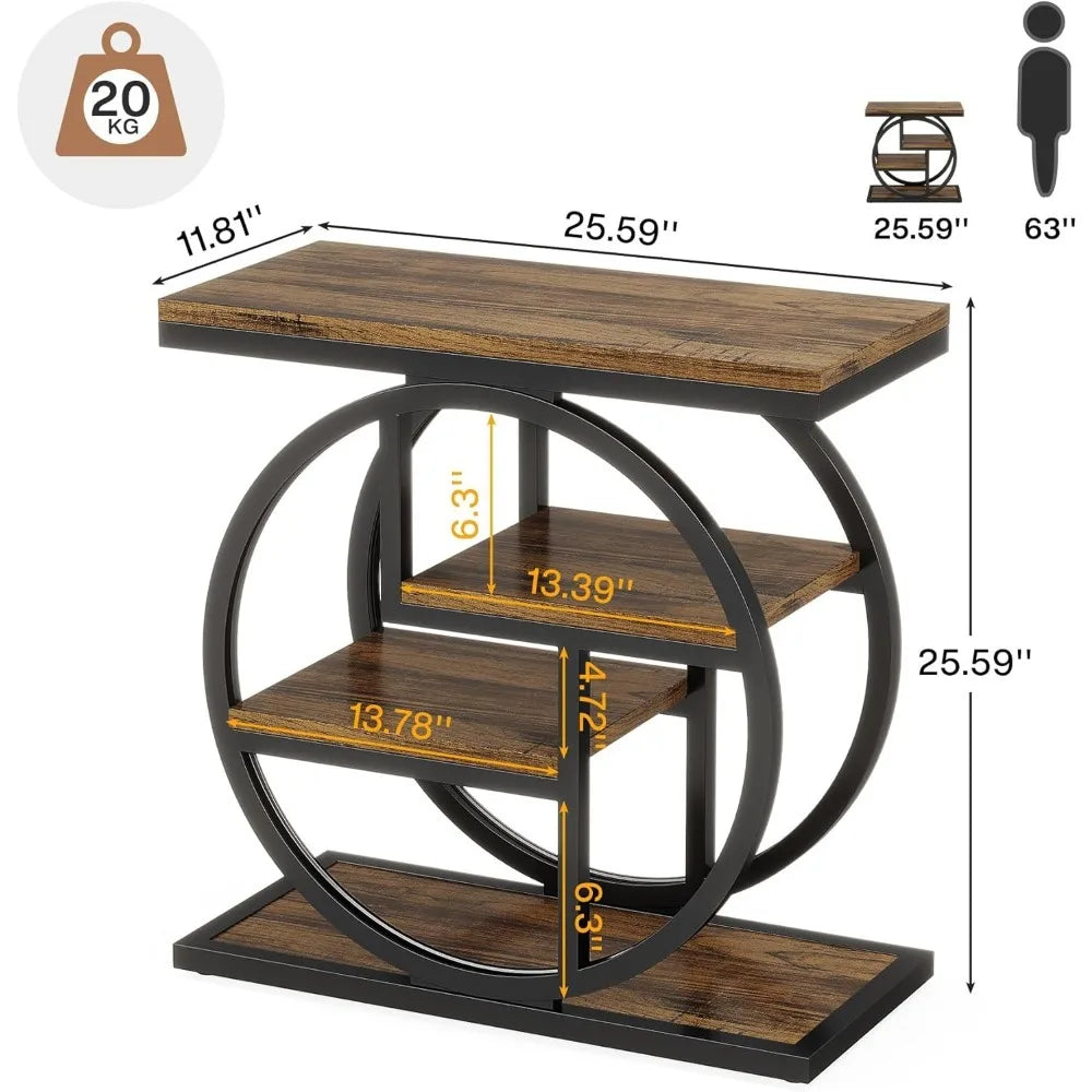 End Table Living Room 4 Tier Narrow Side Table Storage