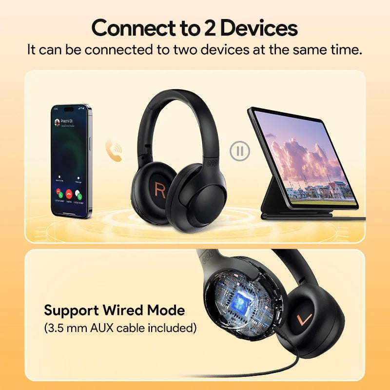 QCy H3 Wireless Headphones With 43dB Active Noise Cancellation