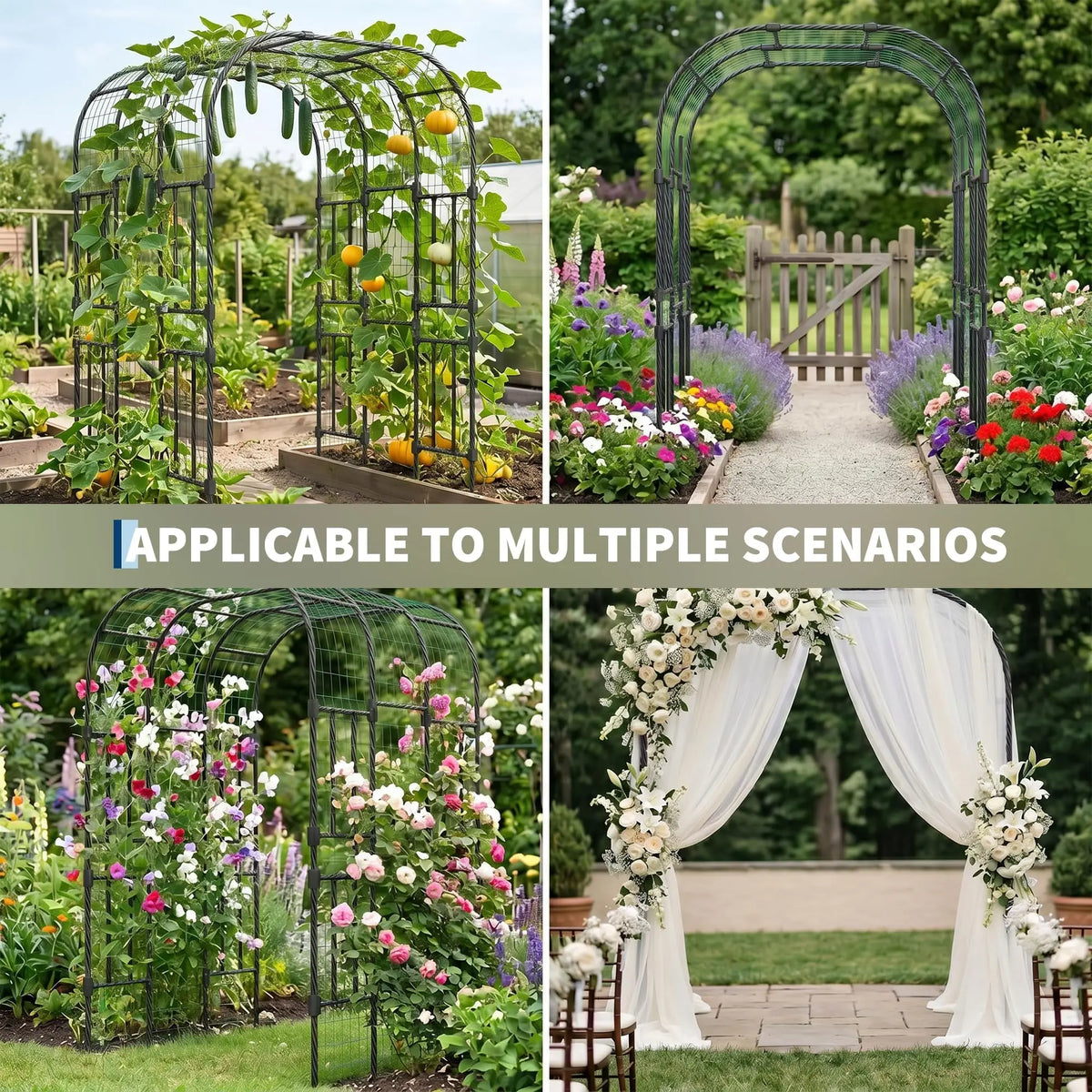 HiMISS Steel Garden Arch Trellis for Climbing Plants and Vines