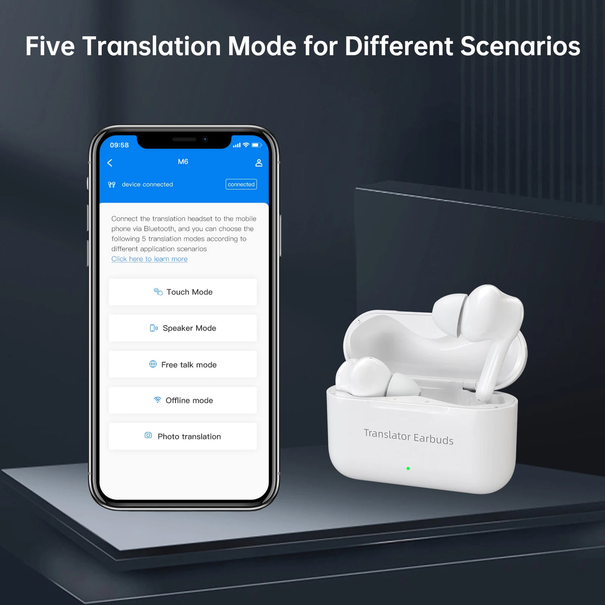 Wooask M6 Translator Earbuds For Instant Multilingual Voice Conversion